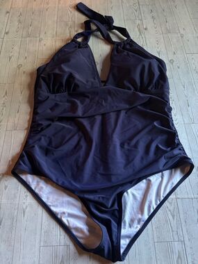 Women's Halter One-Piece Swimsuit - Navy